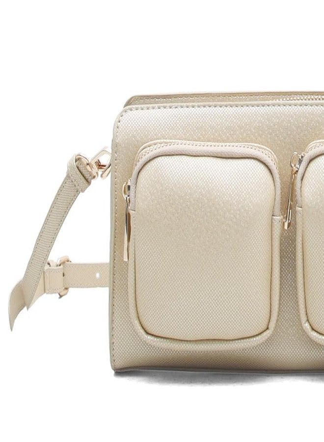 هاستر حقيبة كروس بودي روما من هامستر لندن للبنات - حقيبة يد ذهبية أنيقة، محفظة أنيقة وصغيرة الحجم من الجلد الصناعي - Image 3